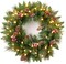 24 Inch Artificial Pre-Lit Christmas Wreath, Mixed Pine Decorated Frosted Berries, Pinecones, 50 LED Lights with Timer, Battery Operated, Holiday Decoration for Front Door, Outdoor